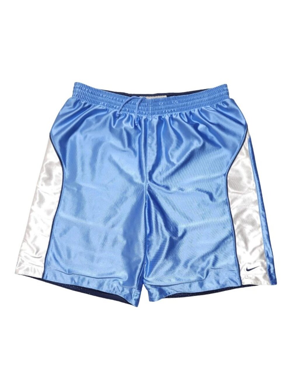 Nike Men's Silky Shiny Dazzle Vintage Mesh Reversible Athletic Shorts Blue White
